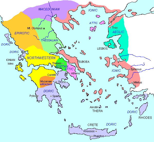 map of Greek dialects