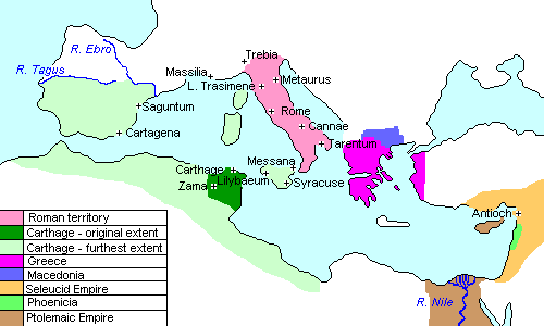 map of the Punic Wars