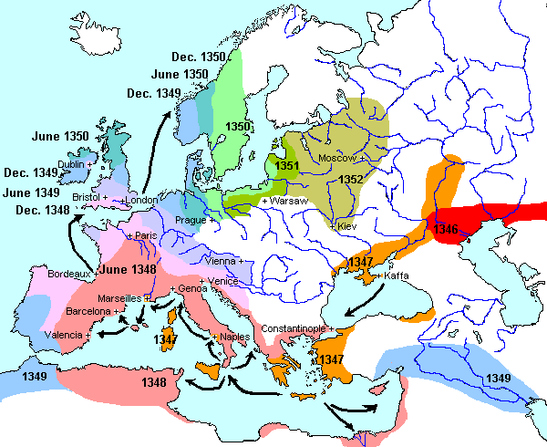 map of the Black Death