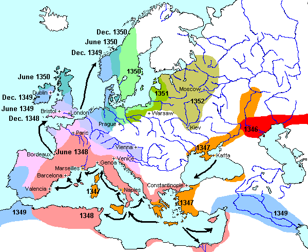 Symptoms Of The Black Death. map of the Black Death